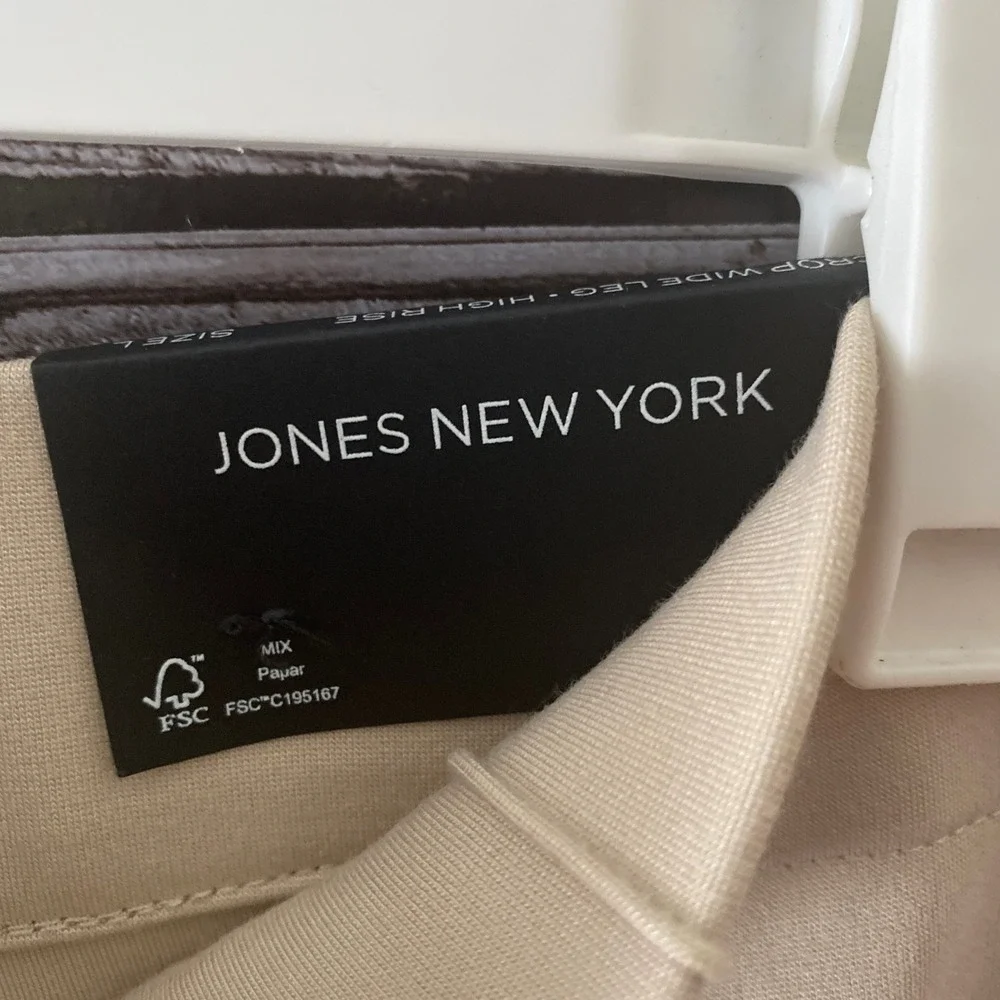 Jones New York Women's Cropped Wide-Leg Pants Size L High-Rise Cream NWT - Picture 5 of 6